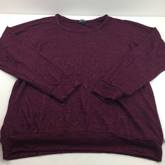 Buffalo David Bitton Womens Wine Burgundy Crewneck Tshirt Sweater Size Large - Picture 2 of 5